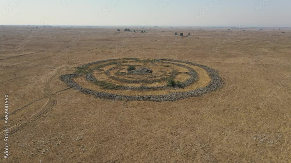 The remnants of the megalithic complex of the early Bronze Age - Wheels of Spirits - Rujum Al-Hiri - Gilgal Rephaeem - on the Golan Heights in Israel The remnants of the megalithic complex of the early Bronze Age - Wheels of Spirits - Rujum Al-Hiri - Gilgal Rephaeem - on the Golan Heights in Israel