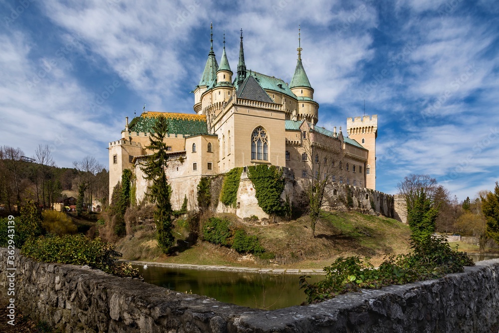 Medieval castle Bojnice in Slovakia. Ancient castle with gothic and renaissance elements. UNESCO heritage chateau.