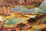 Salt ponds, bubbling chimneys and salt terraces form the bottom of the volcanic crater Dallol, Ethiopia: The Hottest Place on Earth,Danakil Depression,North Ethiopia,Africa