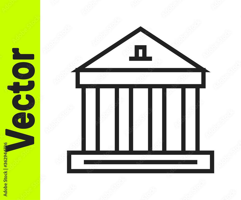 Black line Museum building icon isolated on white background. Vector. Black line Museum building icon isolated on white background. Vector.