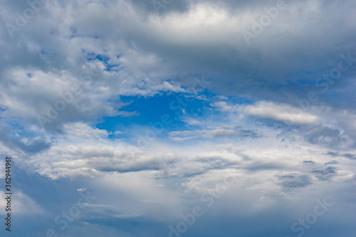 Fototapeta Naklejka Na Ścianę i Meble -  expressive background of blue sky and white and gray cloudscape