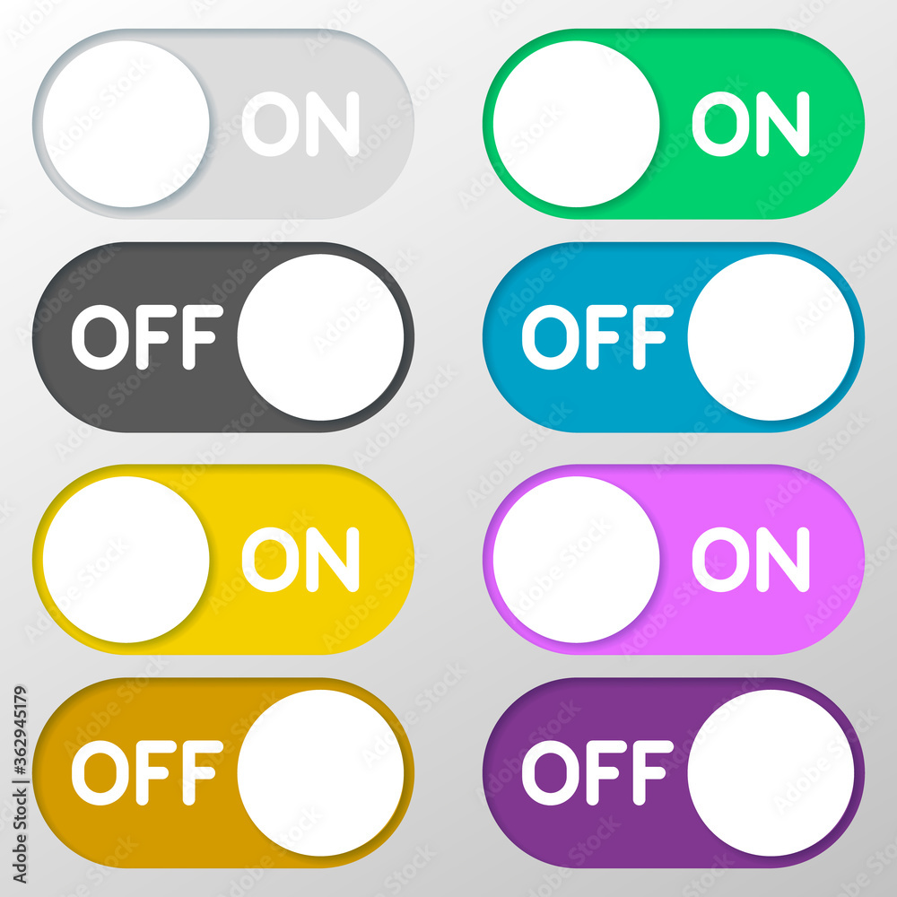 Toggle Switch On and Off position. Button set. Vector Illustration Toggle Switch On and Off position. Button set. Vector Illustration