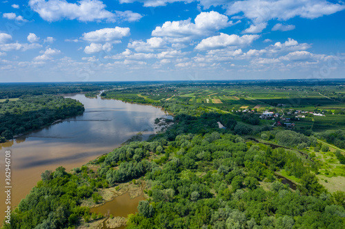 Vistula river in Poland. Aerial view of Vistula river, the longest river in Poland. © Curioso.Photography