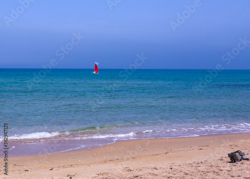 Beautiful Mediterranean sea and beach in Haifa, Israel 