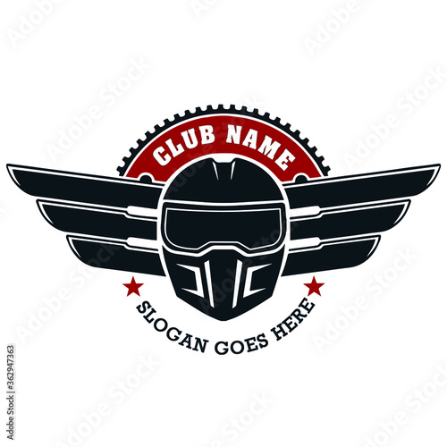 Helmet and Wings Bikers Vector Logo Concept photo