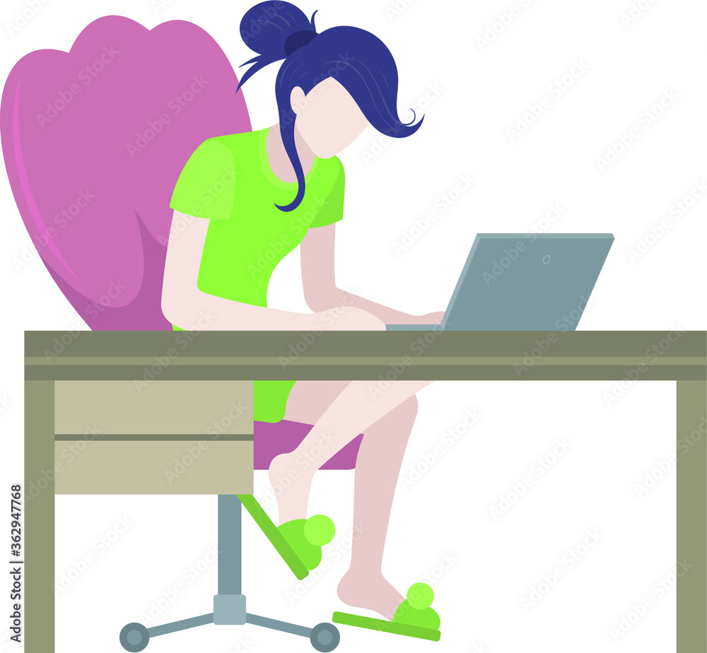 Vector Color Woman at Work Illustration
