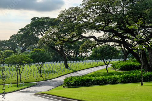 Fototapeta Naklejka Na Ścianę i Meble -  Manila American Cemetery is located just outside the capital city of the Philippines. It is the largest of all American overseas military cemeteries.
