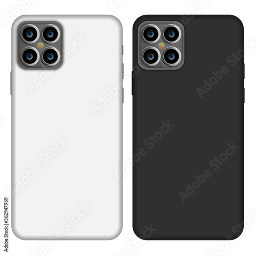 Iphone X case mockup template illustration (white/black).