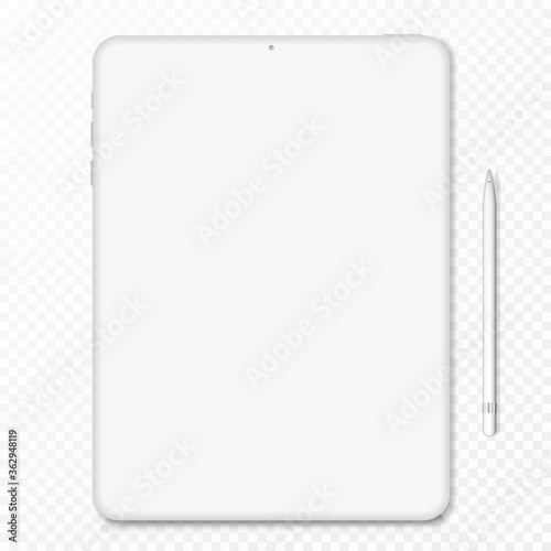 Clay tablet computer mockup - front view. Vector illustration