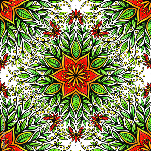 Vector Abstract Red Flower Seamless Pattern
