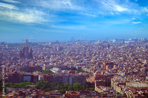 An aerial view of Barcelona  Spain