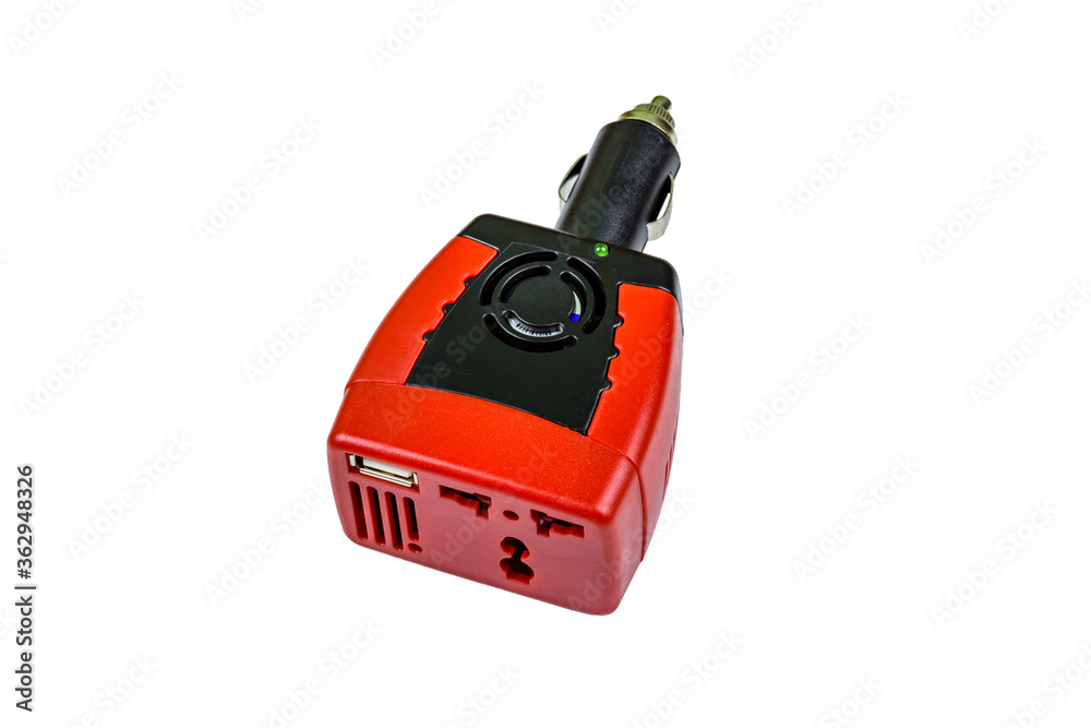 Car inverter DC to AC isolated on a white background Car inverter DC to AC isolated on a white background