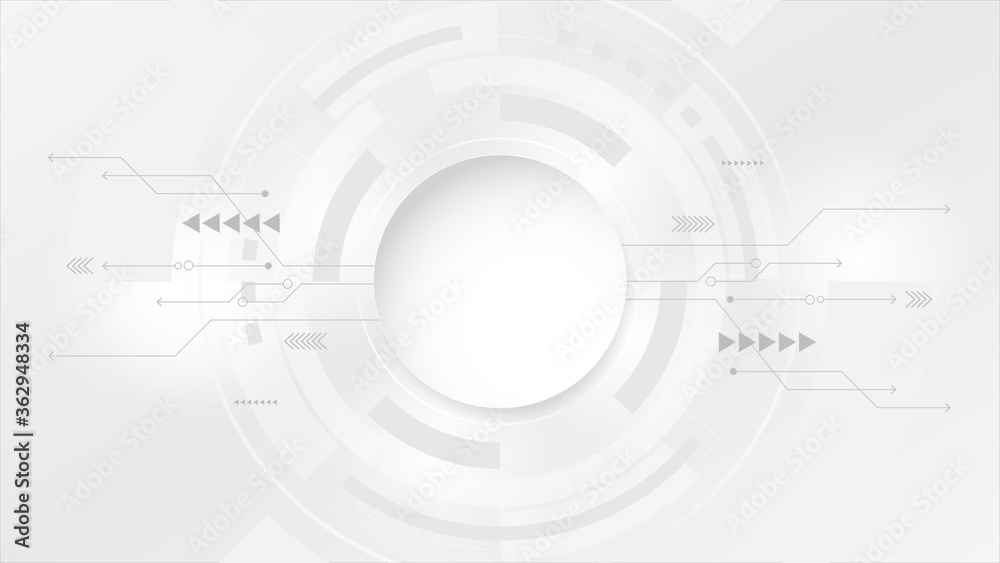 Obraz premium Grey white Abstract technology background,Hi tech digital connect, communication, high technology concept, science, technology background