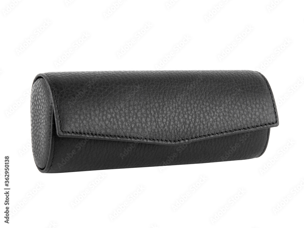 Naklejka premium Closed black leather eyeglasses case