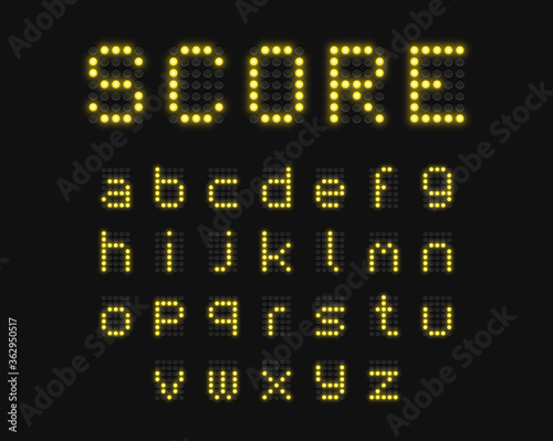 Realistic digital scoreboard font set, vector illustration