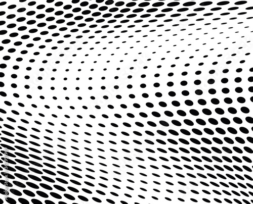 Halftone dots curved gradient pattern texture isolated on white background © VYACHESLAV KRAVTSOV