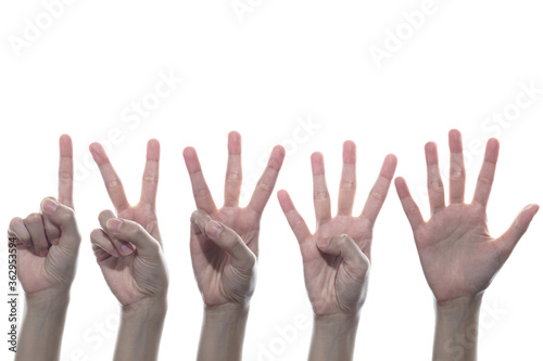 Hand action number 1, 2, 3, 4, 5 set.