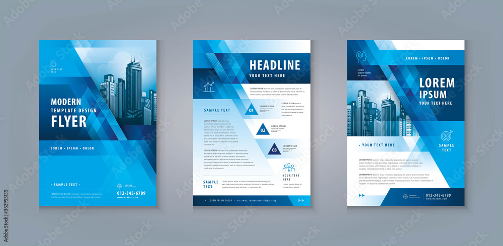 Business Leaflet Brochure Flyer Template Design Set. Corporate Flyer Template A4 Size - obrazy, fototapety, plakaty 