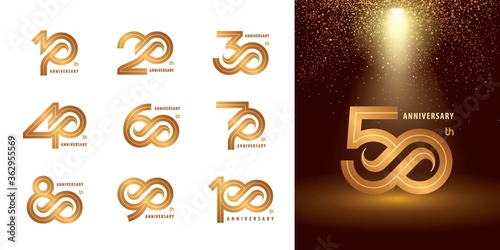 Set of 10 to 100 Anniversary logotype design, Years Celebrate Anniversary Logo