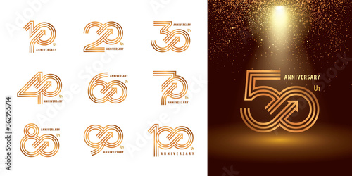 Set of 10 to 100 Anniversary logotype design, Years Celebrate Anniversary Logo