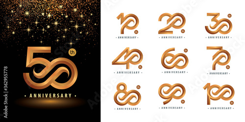 Set of 10 to 100 Anniversary logotype design, Years Celebrate Anniversary Logo
