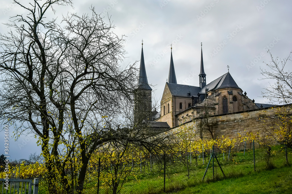 View of Michaelsberg Abbey or St. Michael's Abbey Kloster Michelsberg, Bamberg, Bavaria, Germany. November 2014 View of Michaelsberg Abbey or St. Michael's Abbey Kloster Michelsberg, Bamberg, Bavaria, Germany. November 2014