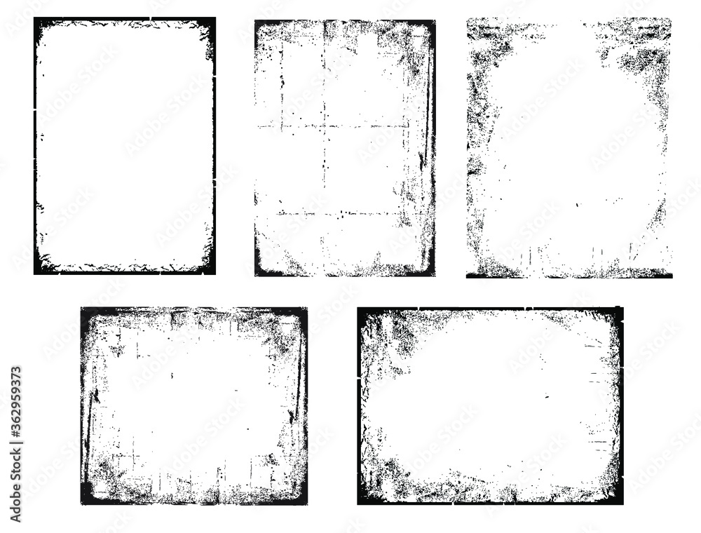Grunge Black and White urban vector texture Frames. Distressed texture background. Collection of urban grunge abstract textures on white for design
