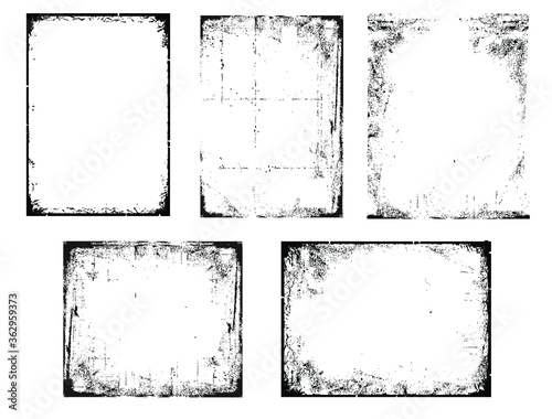 Grunge Black and White urban vector texture Frames. Distressed texture background. Collection of urban grunge abstract textures on white for design