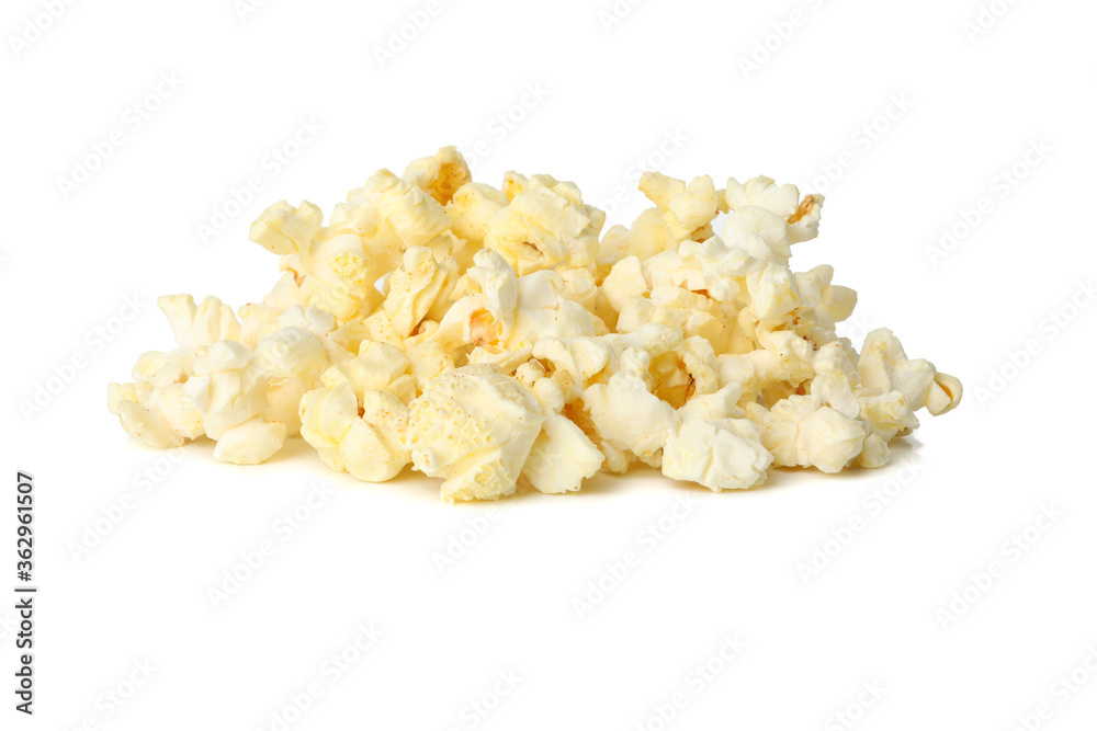 Tasty popcorn isolated on white background. Food for cinema