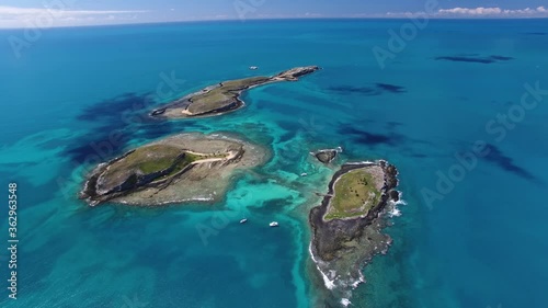 View of tropical islands in Abrolhos National Park, aerial photo