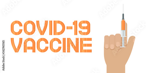 Coronavirus vaccine. Cartoon style poster. Vector illustration.