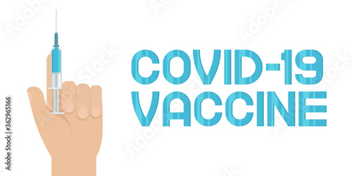 COVID-19 vaccine. Cartoon style poster. Vector illustration.