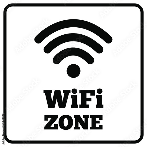 black and white wifi zone sign