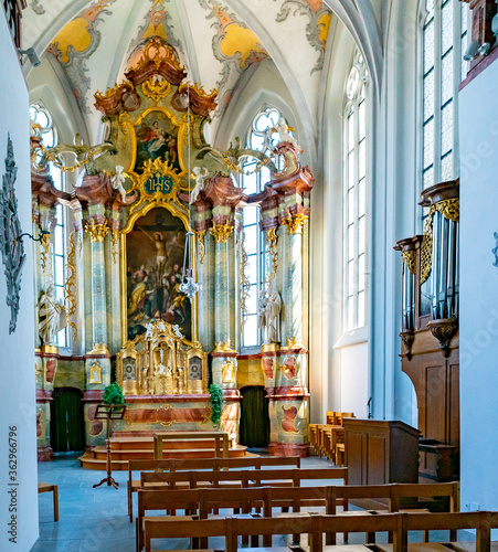interior view of the St. Johann church in Laufenburg with the high altar