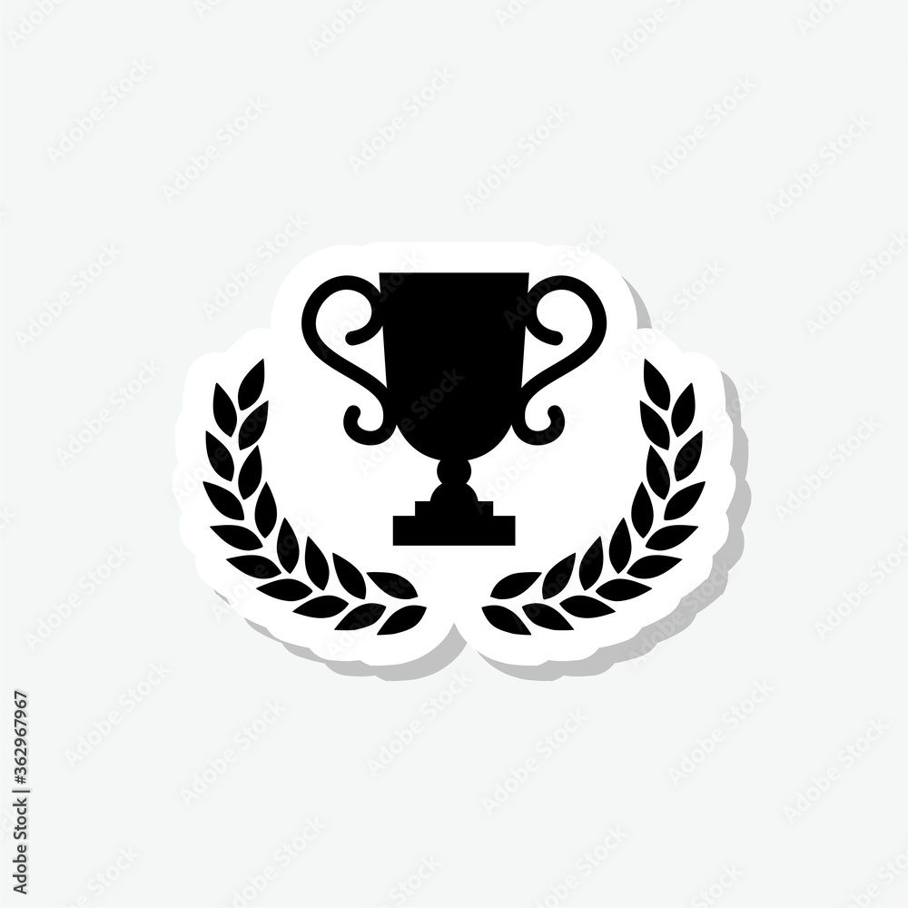 Winner trophy cup sticker icon isolated on gray background