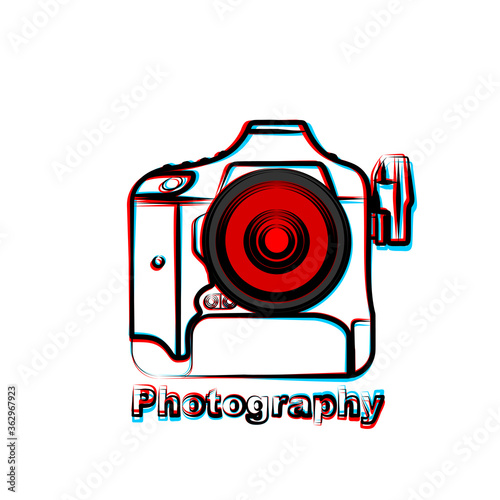 Outline art Camera vector illustration