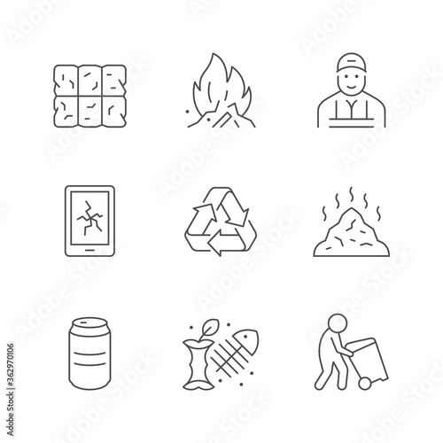 Set line icons of trash