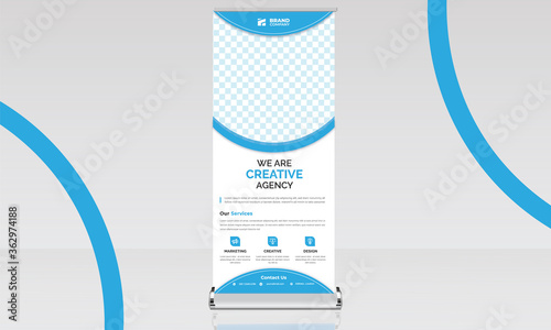 Roll up banner abstract curve creative simple advertising signage x stand banner poster design template 
