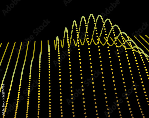 Data slice in the volume function of point data. Three-dimensional flow information. The bulge of the mountain science.