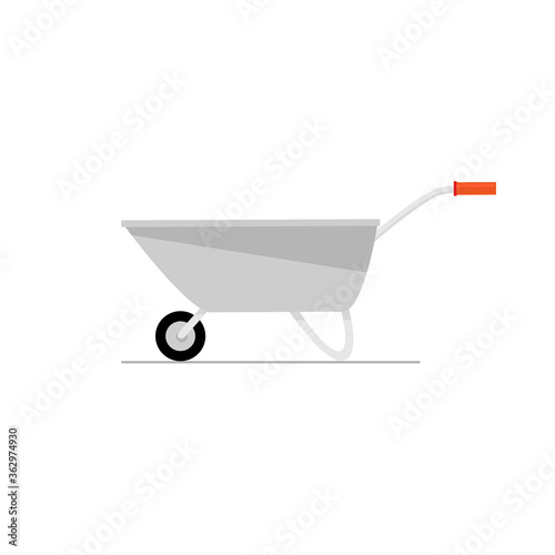 Garden wheelbarrow. Vector illustration in a flat style. Isolated on a white background.