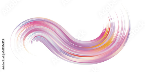 Ribbon flow color swirl strokes. Wave sea isolated random lines. Wires as hair beam sheaf