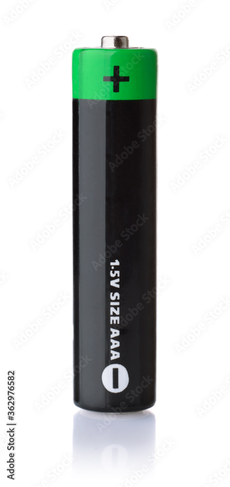 Front view of black AAA battery Front view of black AAA battery