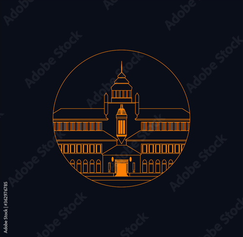 gedung sate or satay building icon vector illustration