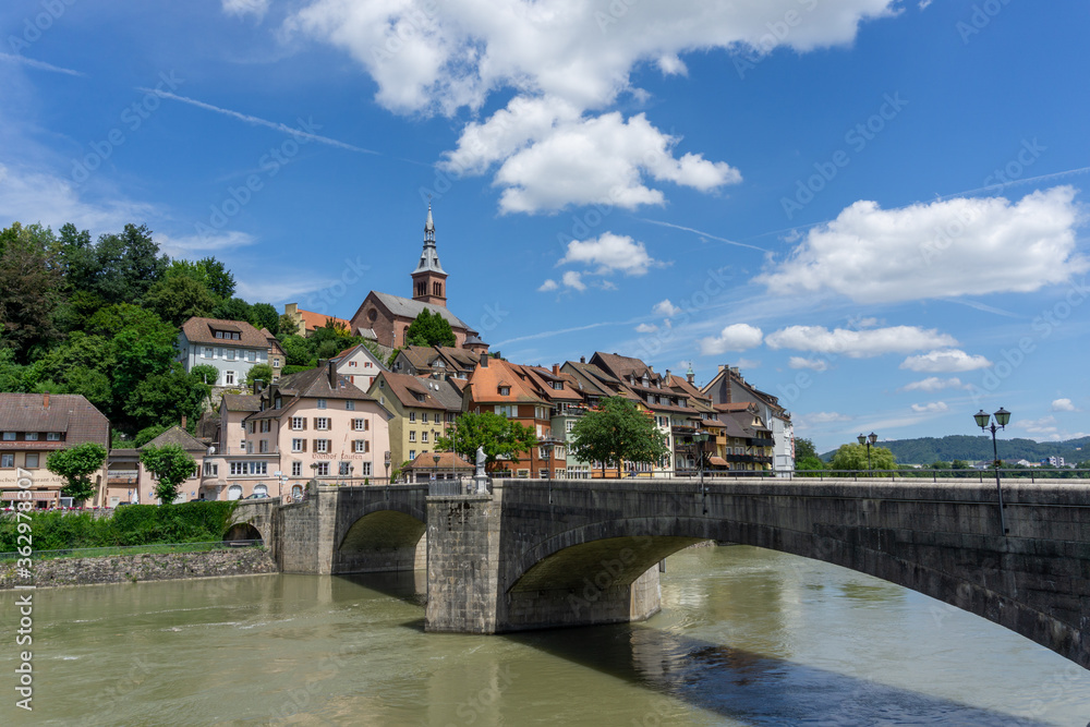 view of the picturesque town of Laufenburg on the Rhine