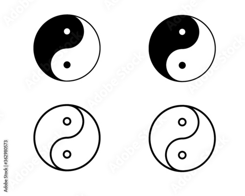 yin yang vector icon, taoistic symbol of harmony and balance - religion, philosophy, meditation concept	
- set with transparent and non-transparent design