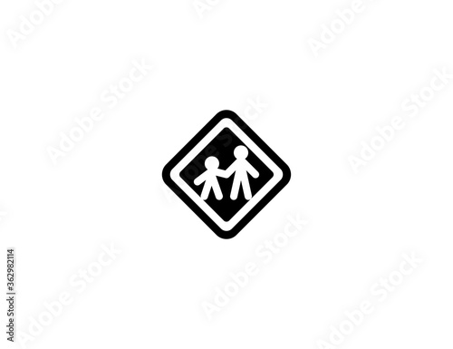 Free Download Children Crossing vector flat icon. Isolated Children Crossing Road Sign illustration symbol - GFXLoad