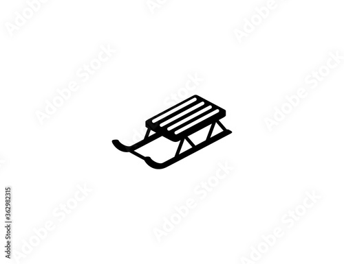 Sled vector flat icon. Isolated toboggan, sledge illustration