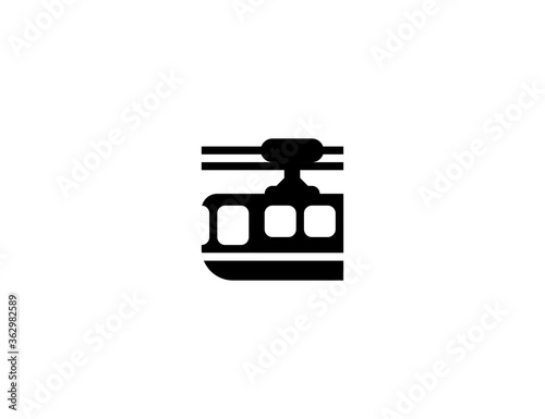 Suspension railway vector flat icon. Isolated Suspension railway train illustration
