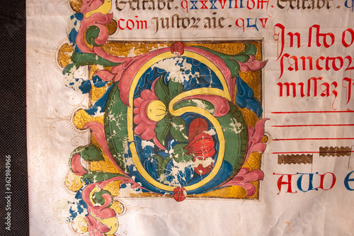 A large illuminated leaf from a Missal or Lectionary from the fifteenth century produced in Siena or Florence