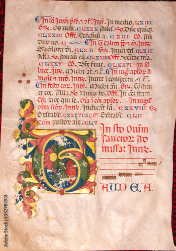 A large illuminated leaf from a Missal or Lectionary from the fifteenth century produced in Siena or Florence